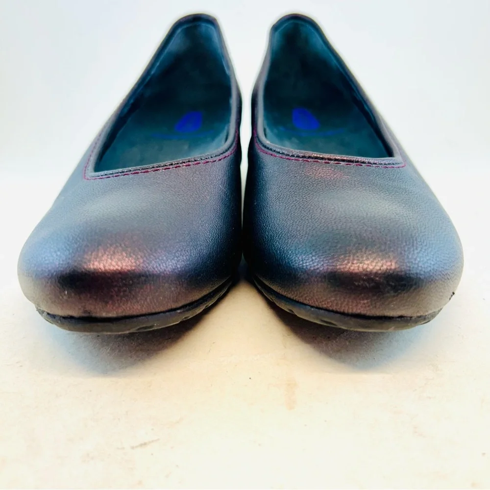 Wolky Black w/Red Metallic Shimmer Valentine Ballernina Wedges, size 40 US 9 - Picture 3 of 11